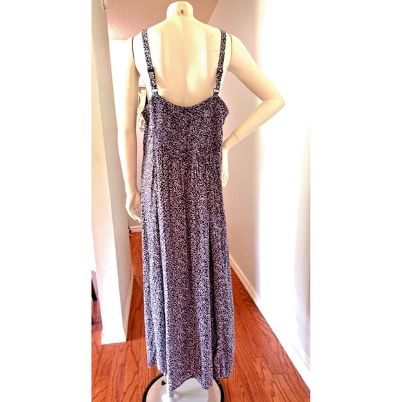 🌹OLD NAVY Womens XL Navy White Floral Coastal Beachy Boho Cottage Dress Y2K - Picture 4 of 8